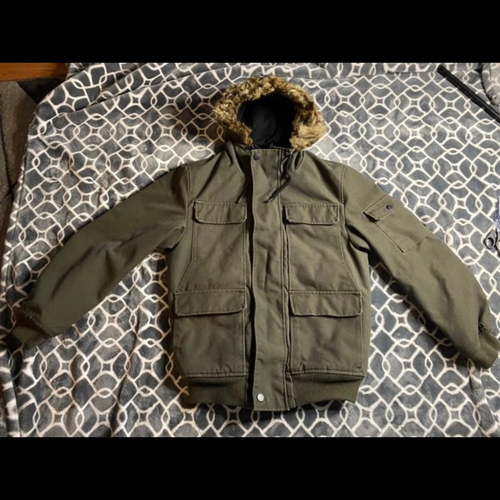 H&M Dark green womens winter coat jacket parka